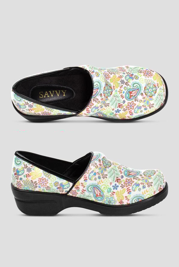 Savvy Women's Brandy Lyla White Paisley Nursing Clogs - null - 1