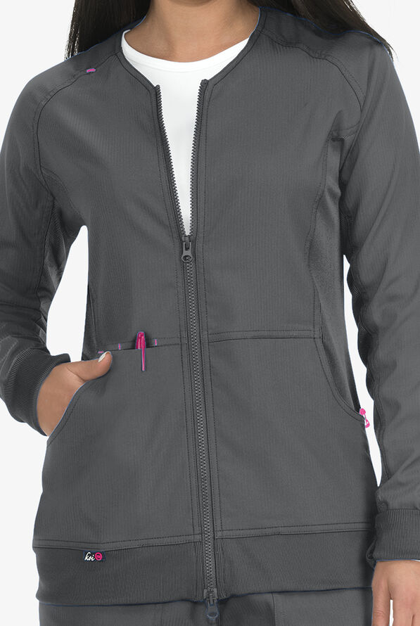 Chaqueta médica koi Lite™ Clarity con cremallera y 3 bolsillos para mujer - Charcoal - 2