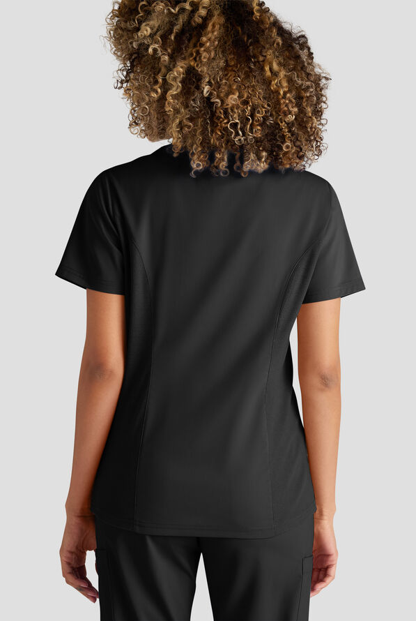 Butter-Soft STRETCH FLXTEK+ Women's 3-Pocket Crew Neck Scrub Top - Black - 6