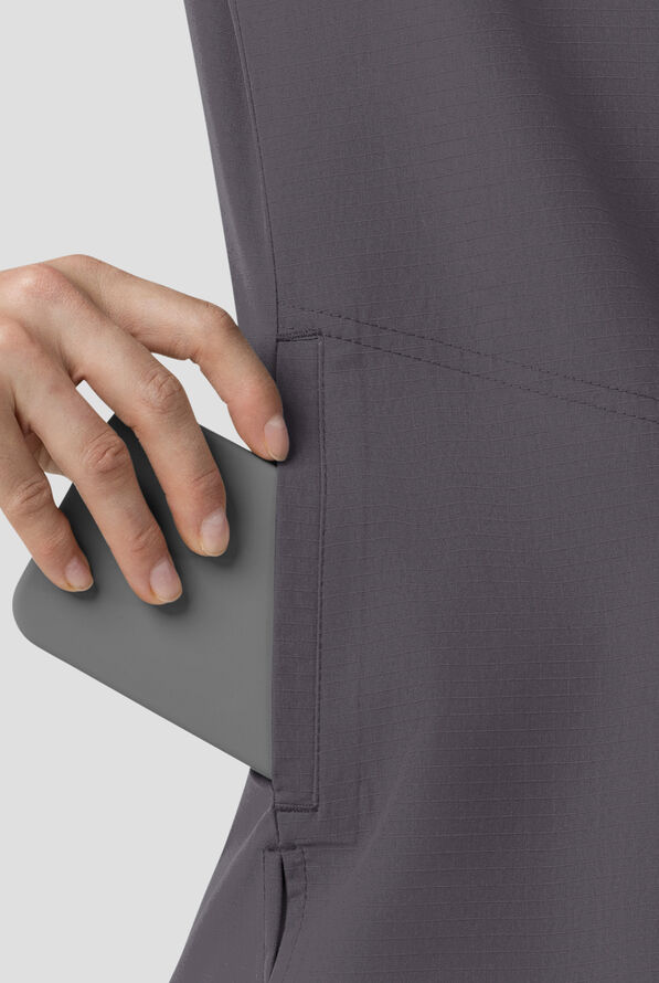 Blusa m&eacute;dica Carhartt FLD & RSCU Rugged Flex STRETCH con cuello en V y 4 bolsillos para mujer - Pewter - 5