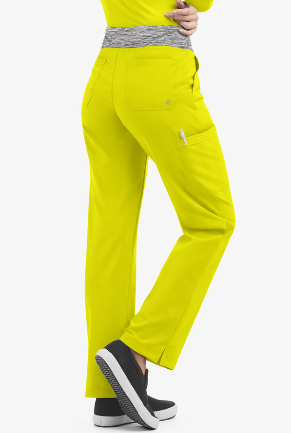 Pantalón médico Easy STRETCH tall Sienna estilo yoga con 5 bolsillos para mujer - Cyber Lime/Silver Melange - 2