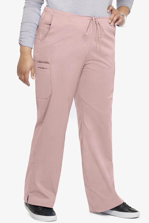 Butter-Soft STRETCH Women's 9-Pocket Drawstring with Back Elastic Scrub Pants - Mauve Shadow - 3