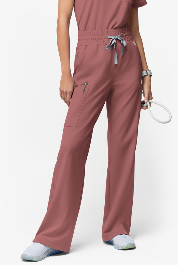 Pantalón médico ReSurge de tiro alto con piernas anchas para mujer - Soft Chestnut - 1