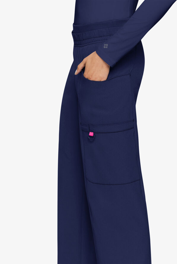Med Couture Amp Women's 4-Pocket STRETCH Wide Leg Scrub Pant - Navy - 3