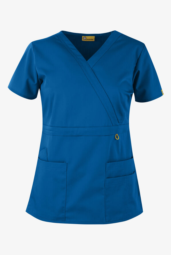 WonderWink ORIGINS Golf Women's 4-Pocket Mock Wrap Scrub Top - Royal - 1
