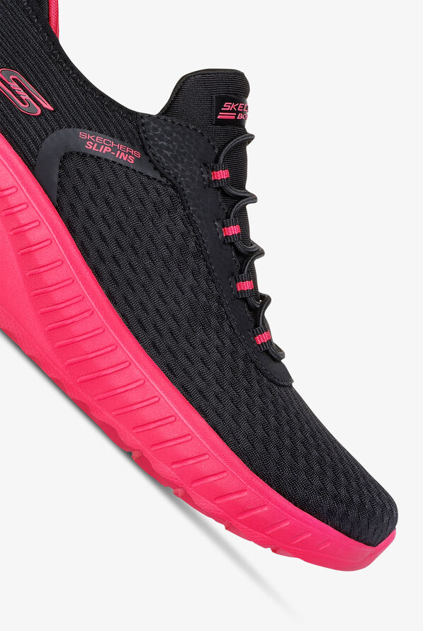 Skechers Bobs Women's SLIP-INS Sport Squad Chaos Black/Hot Pink Athletic Nursing Shoes - null - 3