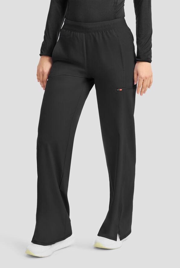 Infinity GNR8 Women's 6-Pocket STRETCH High-Rise Wide Leg Scrub Pant - Black - 4