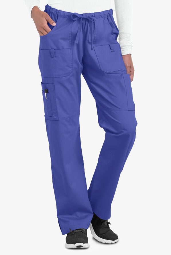 Butter-Soft STRETCH Women's 10-Pocket Drawstring Scrub Pants - Amparo Blue - 1