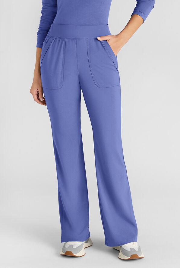 Easy STRETCH Sydney Women's Flare Leg Scrub Pants – 2-Piece Jumpsuit Bottom - Ceil Blue - 1