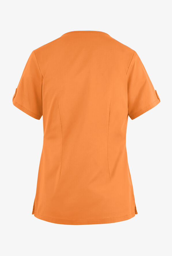Butter-Soft STRETCH Women's 6-Pocket V-Neck Scrub Top - Apricot Crush - 4