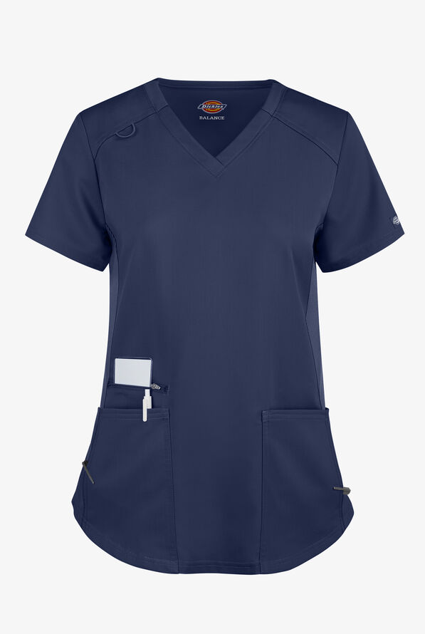 Dickies Balance VNeck Knit Panel Scrub Top, Stretch Scrubs