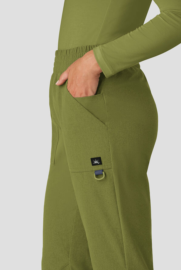 Pantalón médico koi Solis Rory STRETCH Petite con piernas acampanadas y 7 bolsillos para mujer - Martini Olive - 2