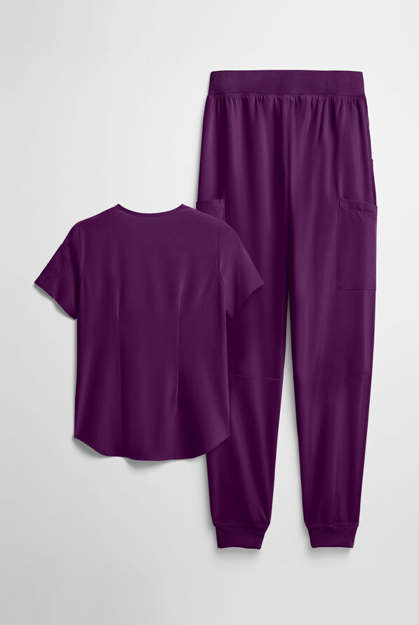 Easy STRETCH Women's 10-Pocket Scrub Set - Eggplant - 2