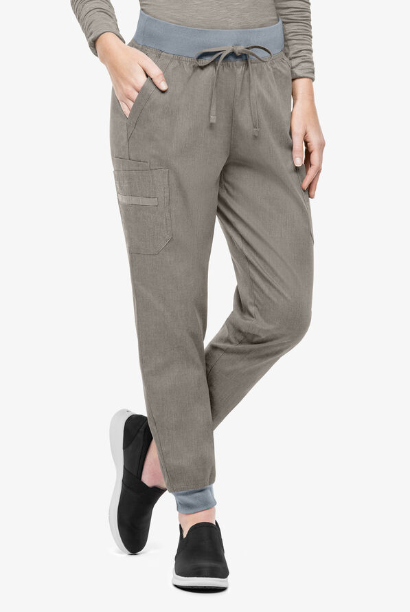 Pantalón médico UA Butter-Soft STRETCH tall estilo cargo jogger con 4 bolsillos para mujer - Heather Grey - 1