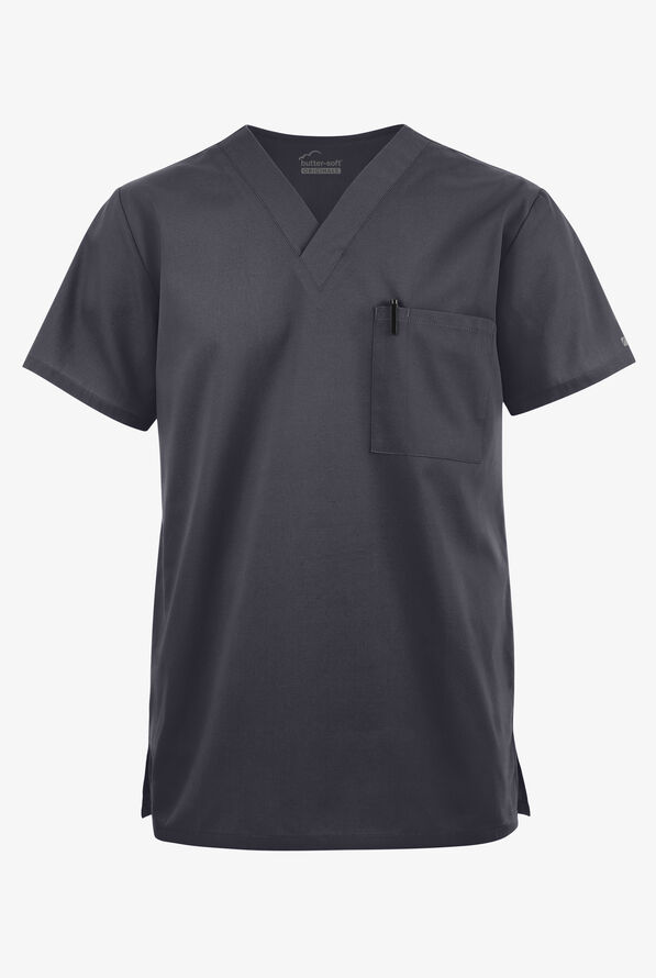 Blusa médica unisx Butter-Soft Originals con cuello en V y 2 bolsillos - Pewter - 1