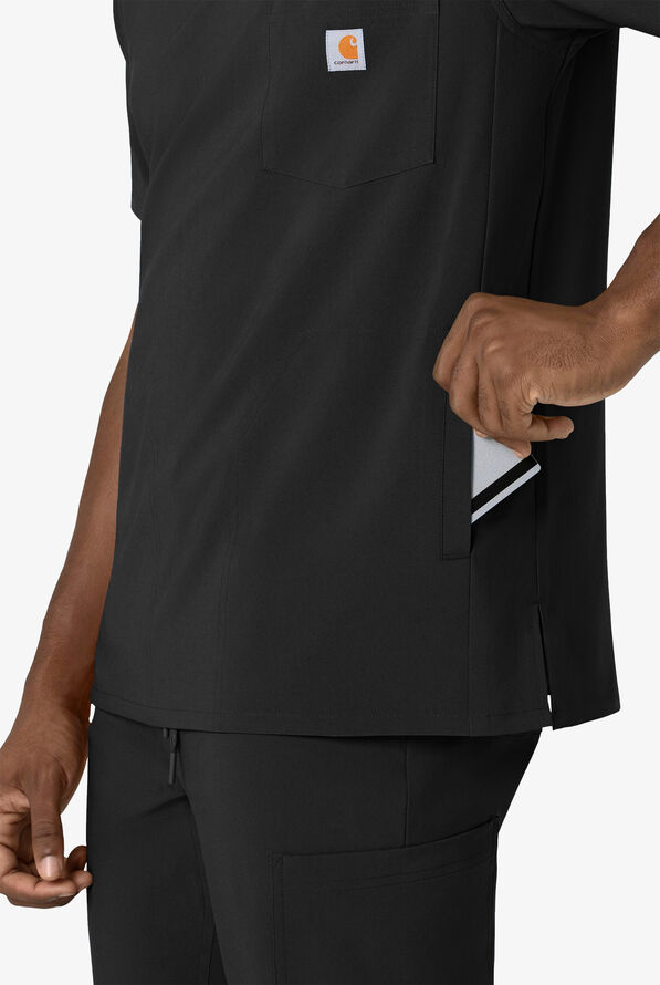 Camisa m&eacute;dica Carhartt Cross-Flex STRETCH con cuello en V y 3 bolsillos para hombre - Black - 3
