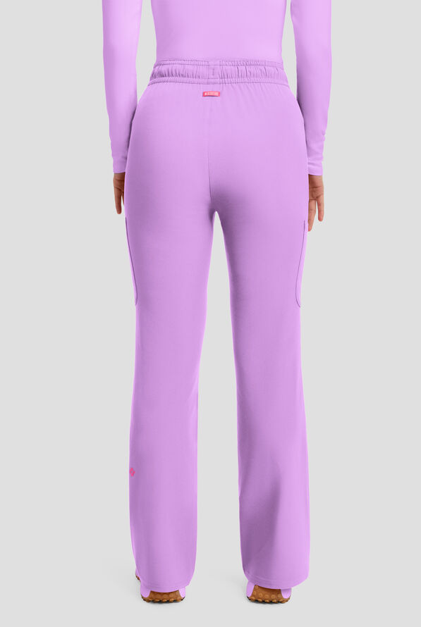 Med Couture Amp Women's 4-Pocket STRETCH High Waist Flare Leg Cargo Scrub Pant - Digital Lavendar - 3