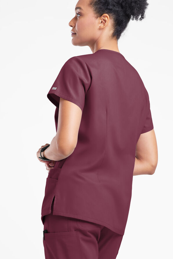 Butter-Soft Originals Women's 6-Pocket V-Neck Scrub Top - Wine - 3