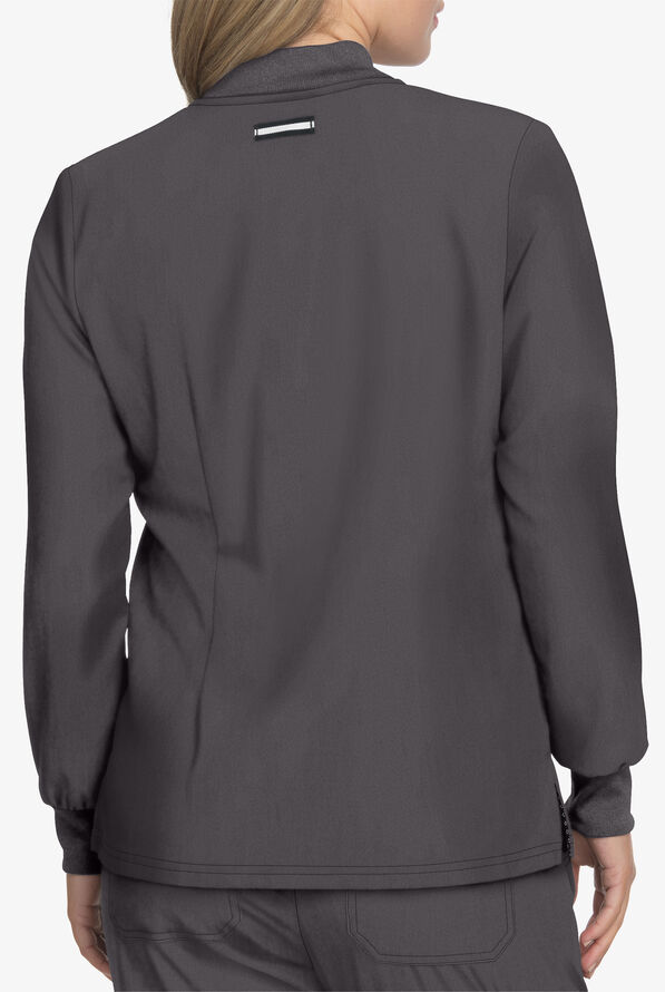 koi Next Gen Always in Motion Women's 2-Pocket STRETCH Contemporary Fit Scrub Jacket - Charcoal - 2