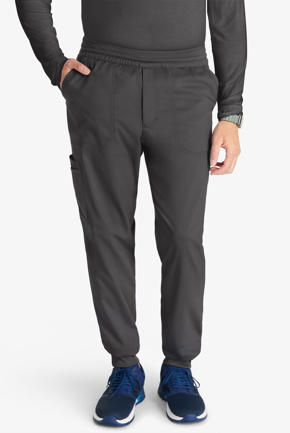 Pantalón médico Cherokee Workwear Revolution STRETCH Short estilo cargo jogger con cintura de malla y 6 bolsillos para hombre - Pewter - 1