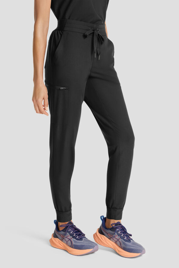 Healing Hands Quest Women's 5-Pocket STRETCH Drawstring Jogger Scrub Pant - Black - 1