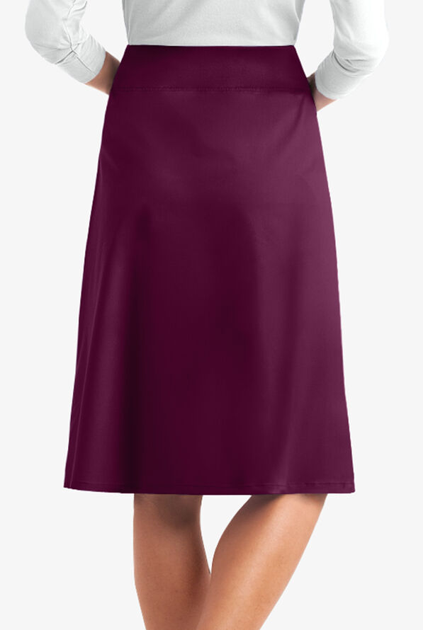 Butter-Soft STRETCH Women's 2-Pocket Drawstring Scrub Skirt - Wine - 2