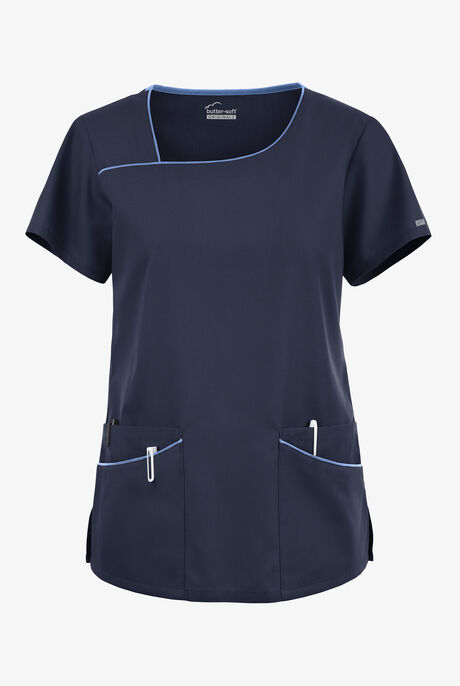 Butter-Soft Originals Women's 4-Pocket Asymmetrical Neck Scrub Top