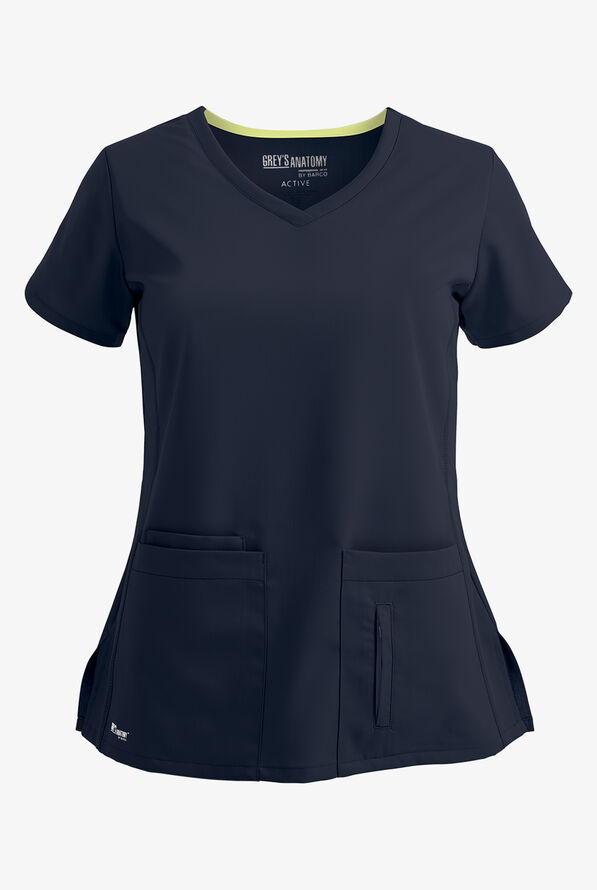 Grey's Anatomy by Barco Cora Women's 4-Pocket Crossover V-Neck Scrub Top - Steel Gray - 1