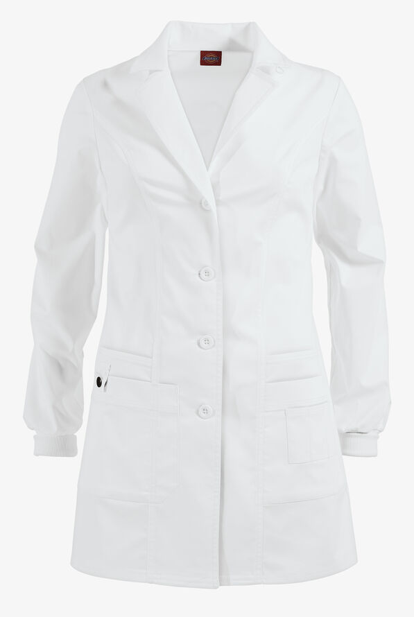 Dickies Gen Flex Women's 32" 4-Pocket STRETCH Lab Coat - White - 1