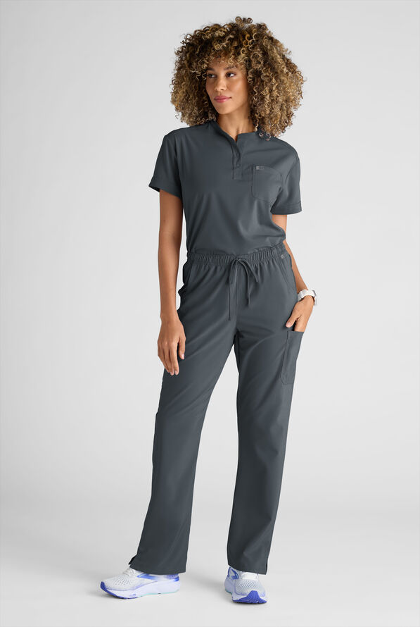 Easy STRETCH Eden Women's 4-Pocket Drawstring Scrub Pants - Petite - Pewter - 8