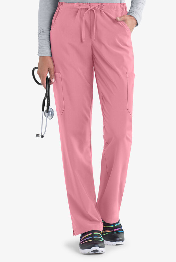 Easy STRETCH Eden Women's 4-Pocket Drawstring Scrub Pants - Petite - Cashmere Rose - 1