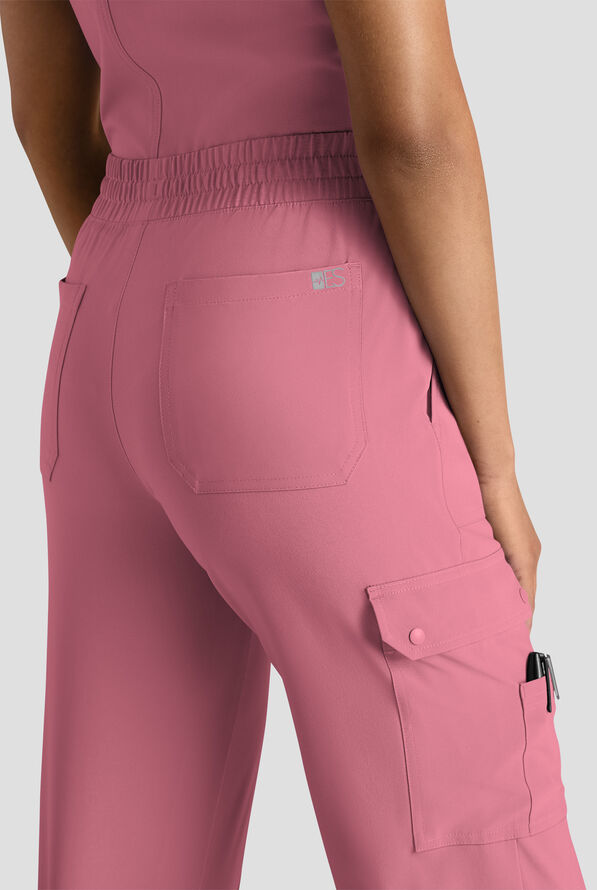 Easy STRETCH Ayo Women's 10-Pocket Cargo Scrub Pants - Petite - Tea Rose - 5