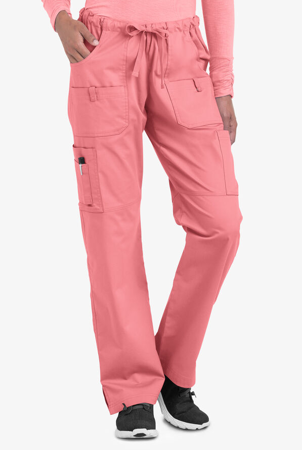 Butter-Soft STRETCH Women's 10-Pocket Drawstring Scrub Pants - Tall - Guava Fizz - 1