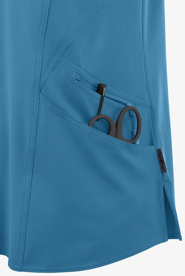 Zavate Ava Therese Women's 3-Pocket STRETCH Back Rib-Knit&nbsp;V-Neck Scrub Top - Blue Shadow - 4