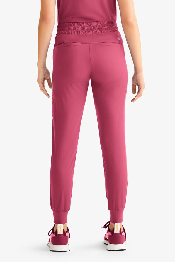 HH Works by Healing Hands Rhea Women's 6-Pocket STRETCH Cargo Jogger Scrub Pants - Cherry Wine - 3