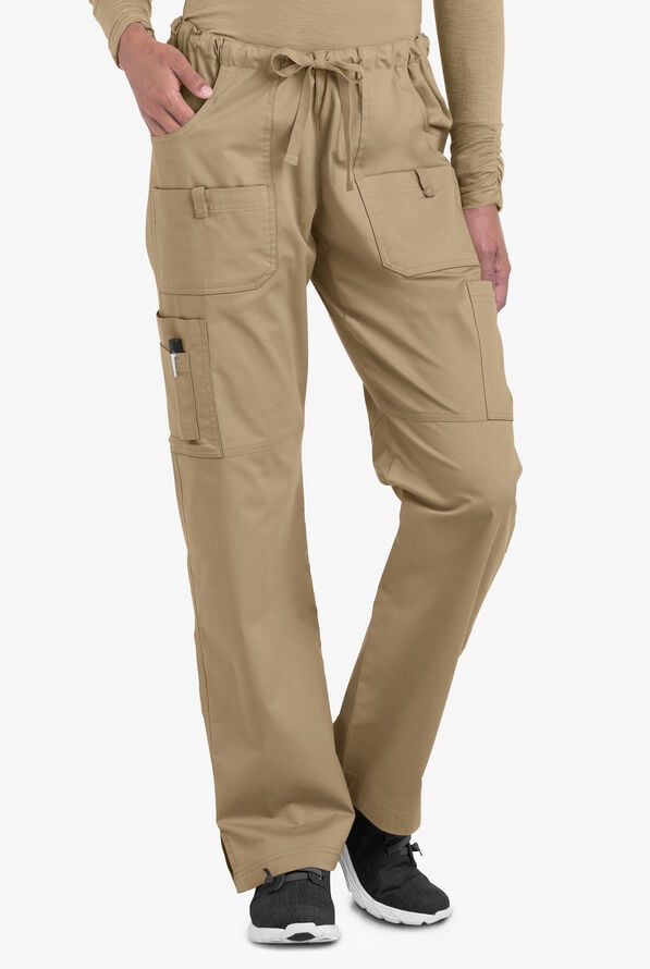 Butter-Soft STRETCH Women's 10-Pocket Drawstring Scrub Pants - Golden Sand - 1
