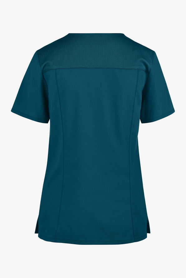 Blusa m&eacute;dica Cherokee Workwear Professionals Active con cuello en V y 4 bolsillos para mujer Exclusiva de UA - Caribbean Blue - 2