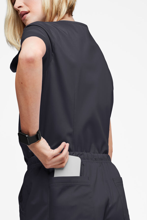 Butter-Soft STRETCH Women's V-Neck Tuck In Top - Pewter - 4