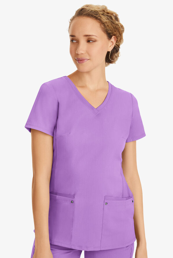 Blusa médica Healing Hands Purple Label STRETCH Juliet con 2 bolsillos y costuras estilo princesa para mujer - Purple Moonstone - 2