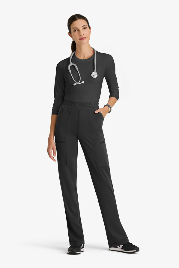 Grey's Anatomy by Barco Knit STRETCH Momentum Women's 6-Pocket Cargo Scrub Pants - Black - 4