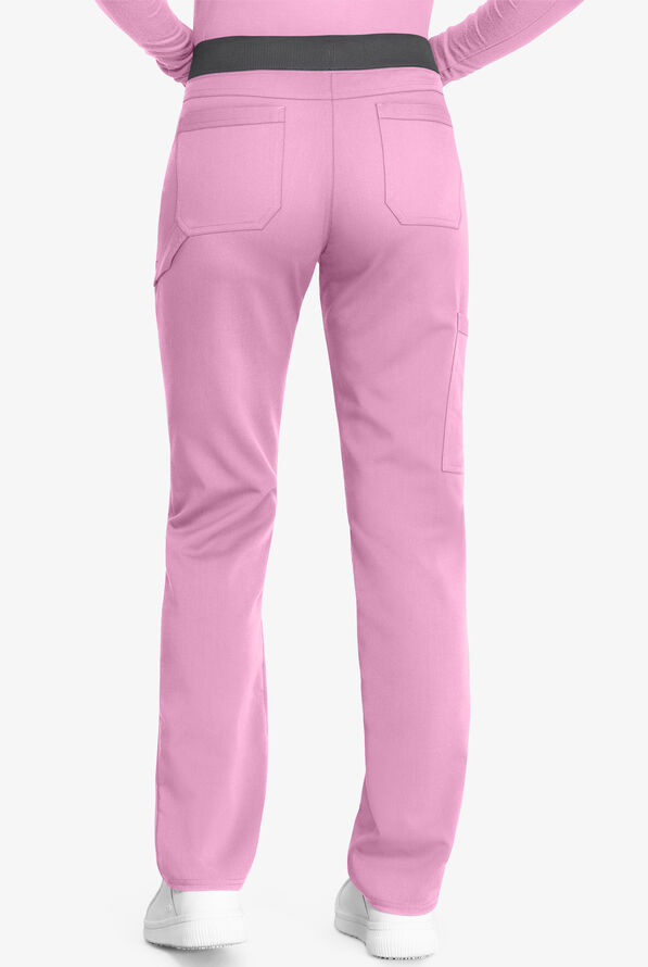 Dickies Balance Women's 6-Pocket STRETCH Knit Elastic Waist Pull-On Scrub Pants - Petite - Frosted Strawberry/Pewter - 2