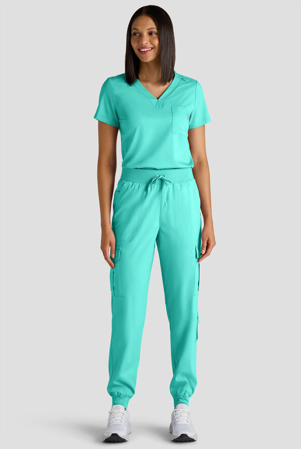 Butter-Soft STRETCH FLXTEK+ Women's 8-Pocket Cargo Jogger Scrub Pant - Aqua Dust - 6