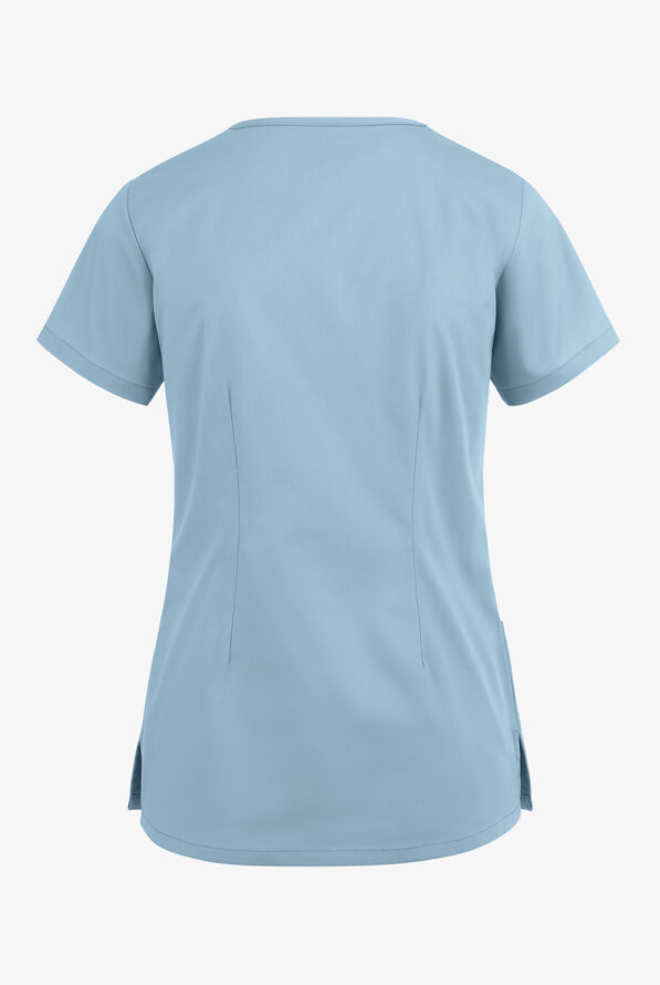 Blusa m&eacute;dica UA Butter-Soft STRETCH estilo cruzado con cuello en V y 3 bolsillos para mujer - Dew Point - 4