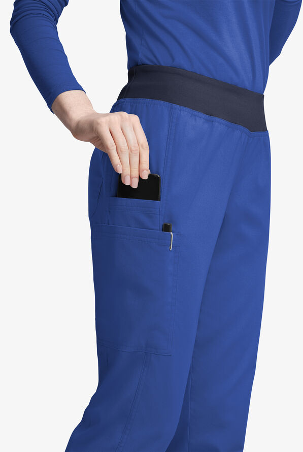 Butter-Soft Originals Women's 5-Pocket Mid Rise Tapered Leg Yoga-inspired Scrub Pants - Galaxy/Navy - 2