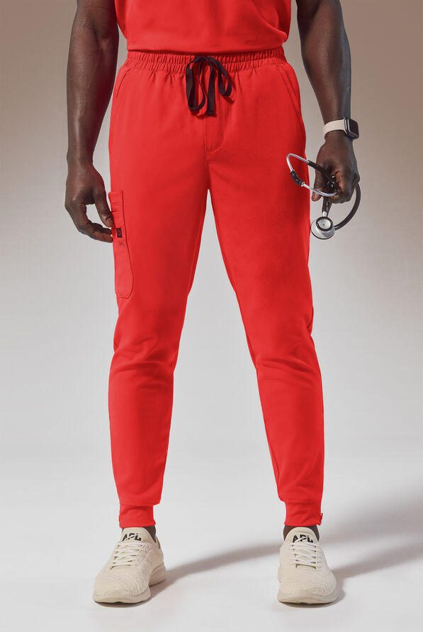 Hypothesis (RED) Tactical Jogger Men's Slim Leg Multi-Pocket Pant - (Red) - 1