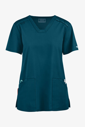 Blusa m&eacute;dica Cherokee Workwear Professionals Active con cuello en V y 4 bolsillos para mujer Exclusiva de UA