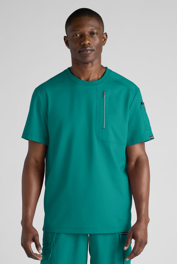 Advantage STRETCH Men's 3-Pocket Crew Neck Scrub Top - Teal - 1