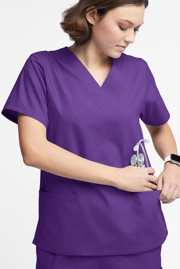 Butter-Soft Originals Women's 2-Pocket V-Neck Scrub Top - Grape - 4