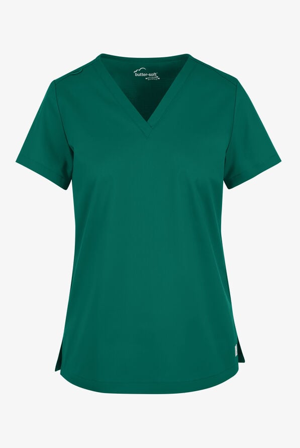 Blusa m&eacute;dica UA Butter-Soft STRETCH con cuello en V para mujer - Hunter - 1