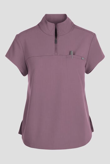 Healing Hands Quest Women's 1-Pocket STRETCH Tuck In Half Zip Collar Scrub Top